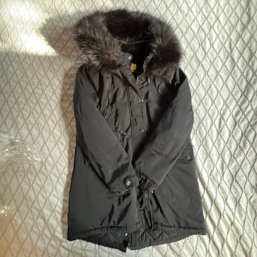 ZARA Basic Waterproof Parka with Removable Faux Fur Hood